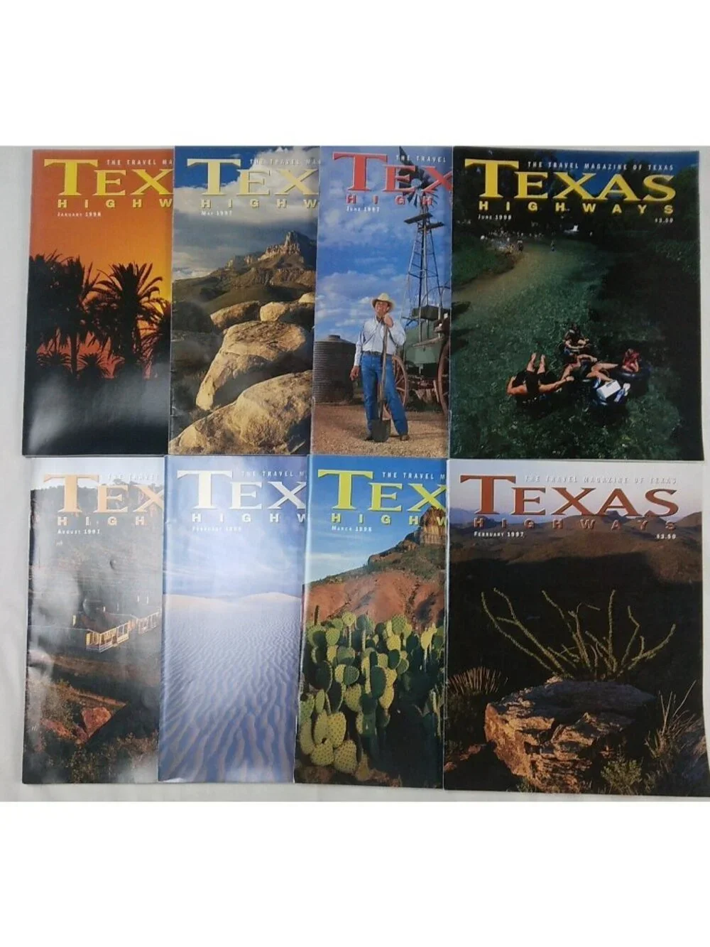 TEXAS HIGHWAYS Lot Of 8 Vintage Magazines 1997-1998 Travel Family Photography